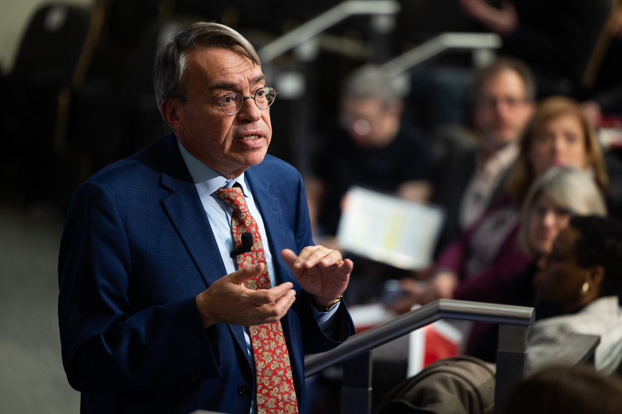 Dimitris Bertsimas answering audience questions